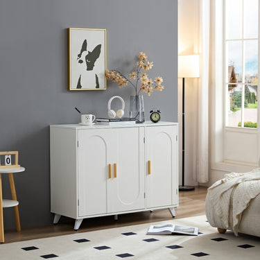 Sideboard Buffet Cabinet With 3 Doors And Removable Shelves